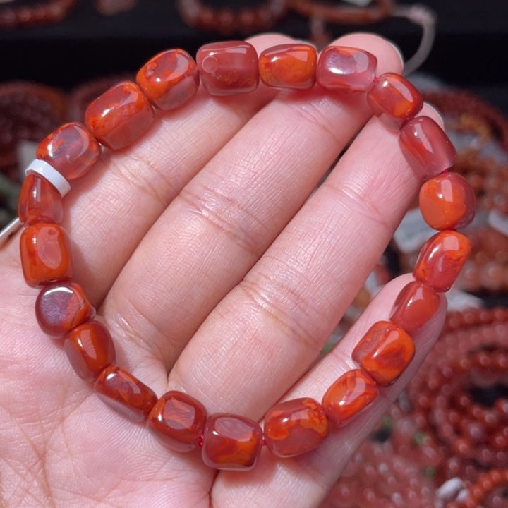 南红玛瑙未镶嵌火焰纹随型单圈