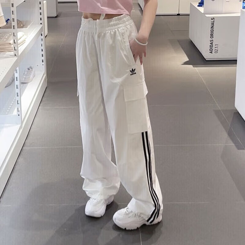 【商场同款】阿迪达斯三叶草运动裤女装夏季休闲宽松直筒长裤JH3176
