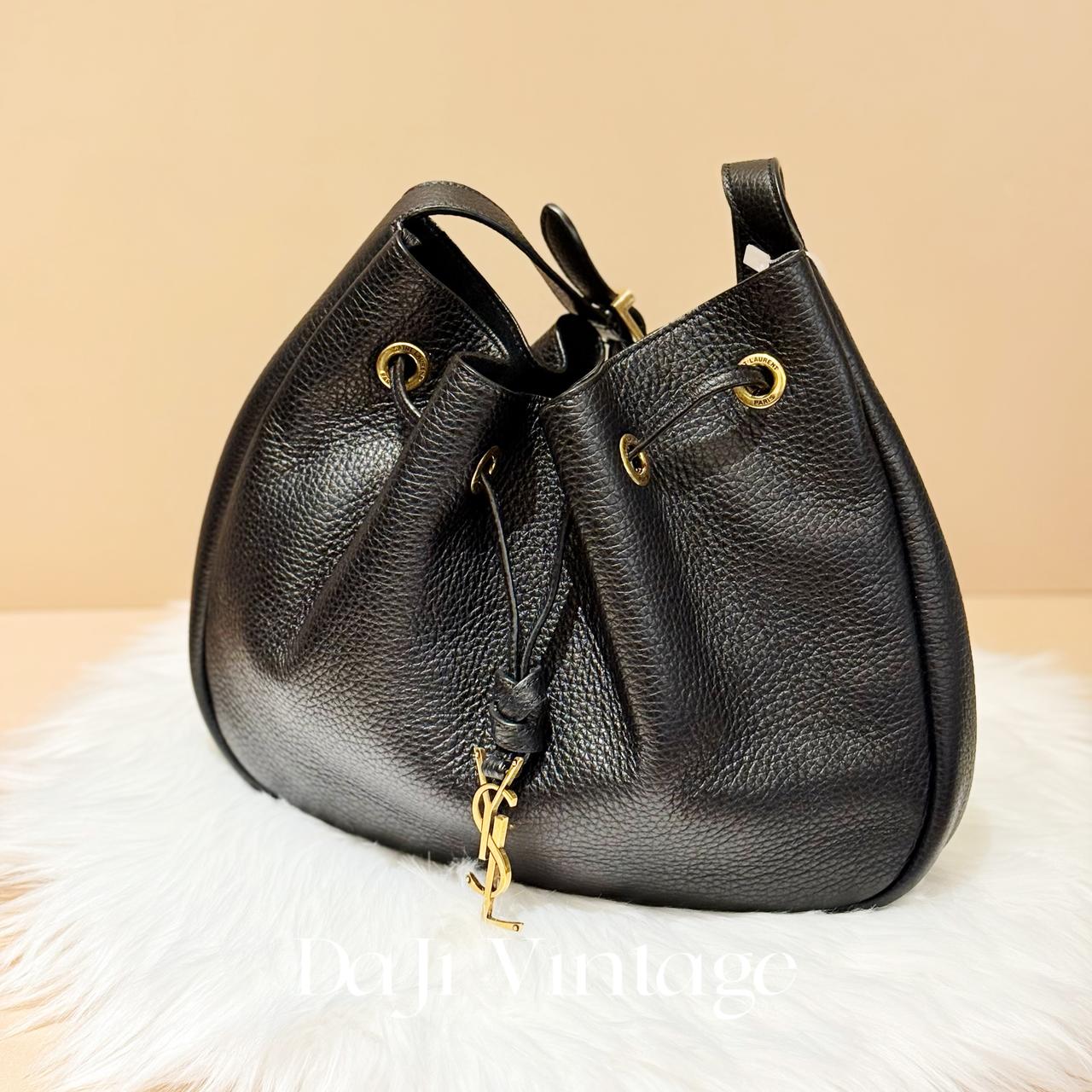 大吉中古/YSL 圣罗兰黑色荔枝牛皮mini hobo