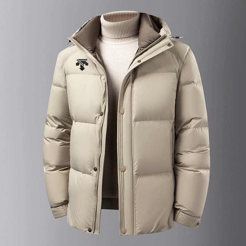 迪桑2025款保暖连帽男士防风白鹅绒冬季宽松加厚时尚休闲