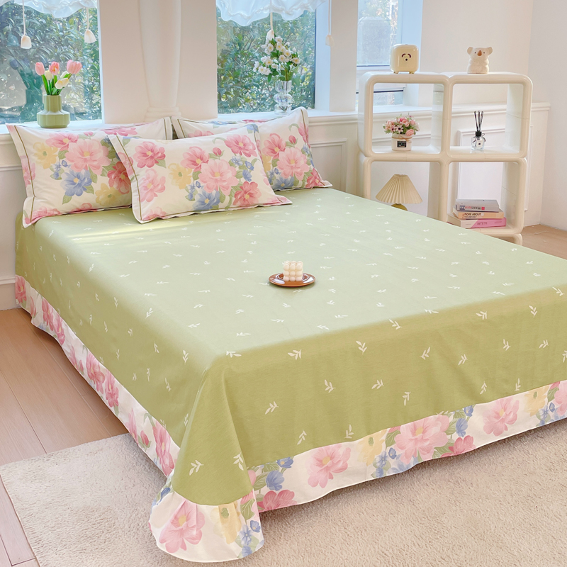 【单床单】床单床上用品双人床法式印花色织床枕套纯棉亲肤斜纹