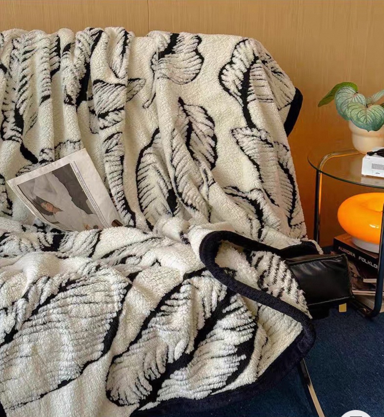 阳光-210cm叶知秋轻奢高级感加绒盖毯冬季加厚绒毛毯