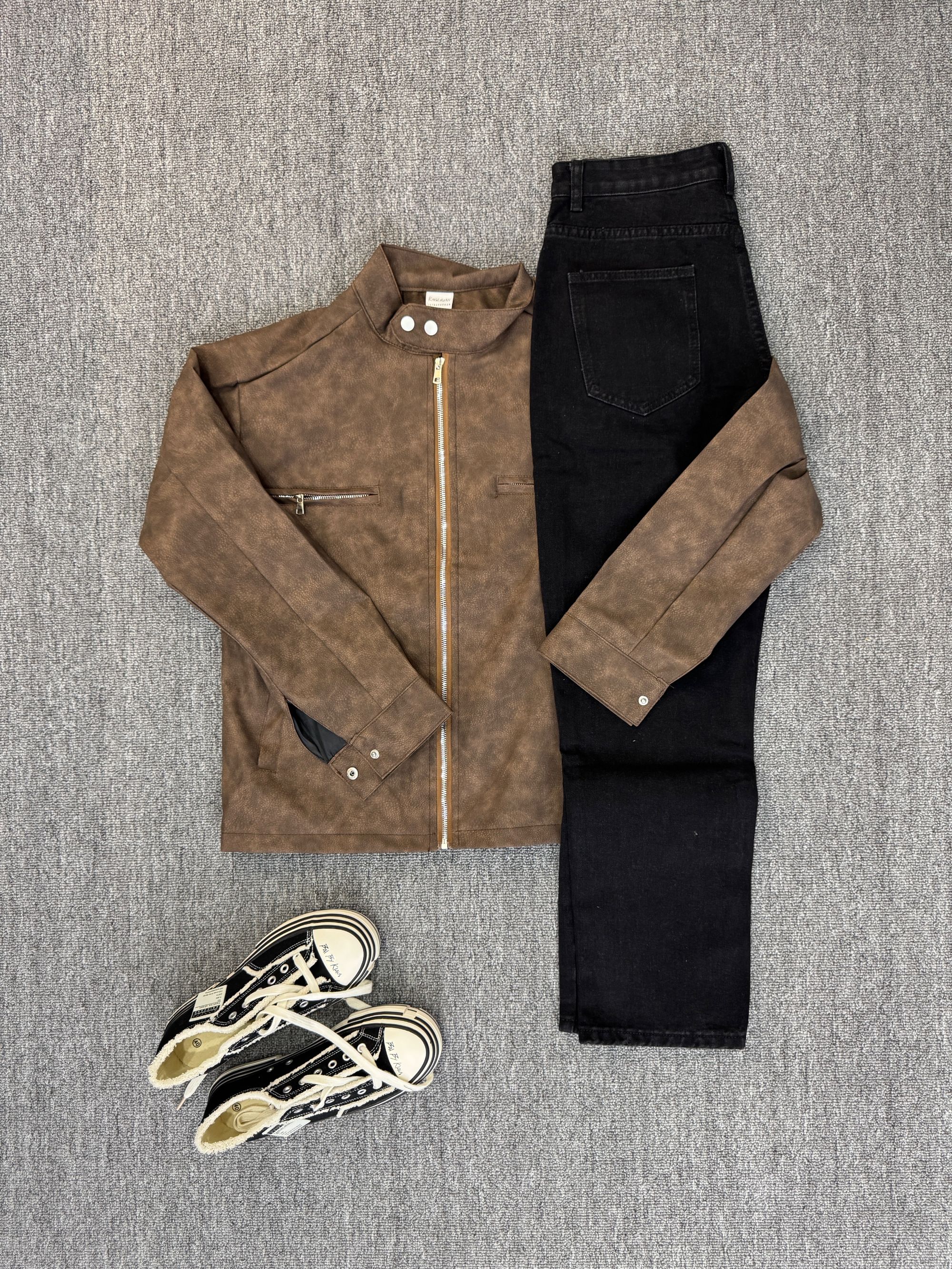 美拉德雾面pu皮立领棉服夹克男冬季美式加厚机车服高级感痞帅棉衣