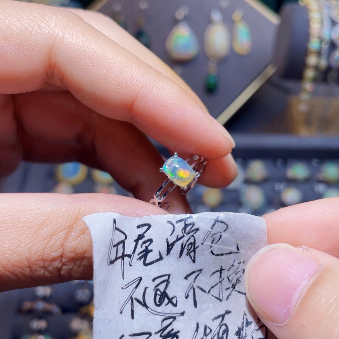 欧泊戒指）银S925镶嵌