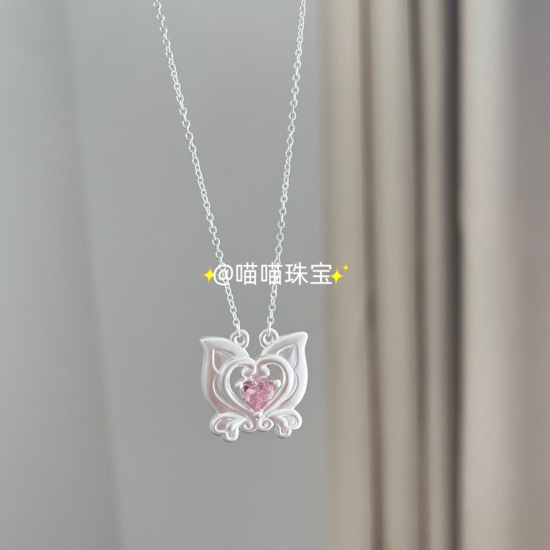 坠链均足银布艺锆石 巴啦啦小魔仙变身器纯银吊坠项链可爱少女心