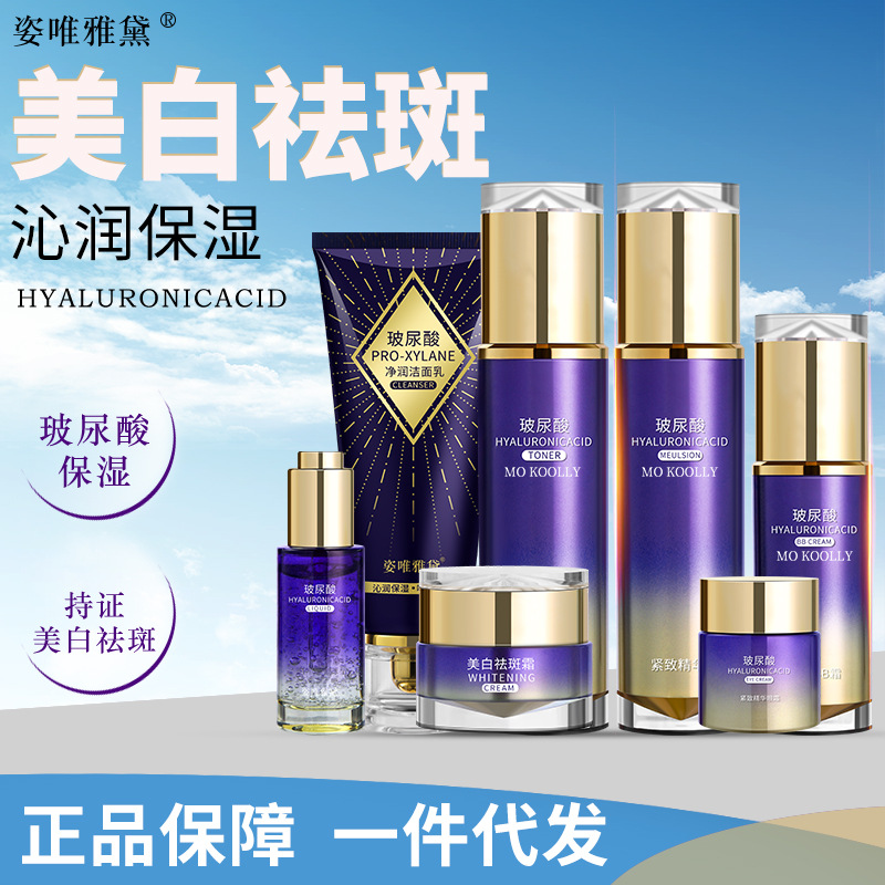 美白祛斑护肤品套装抗皱紧致保湿补水玻尿酸化妆品正品全套