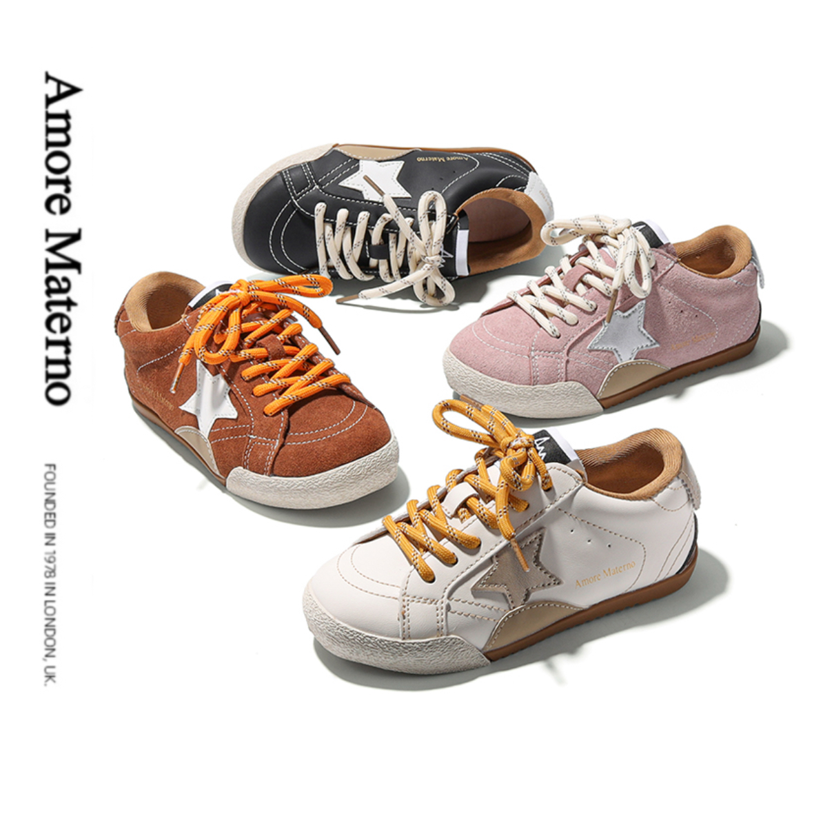 爱慕玛蒂诺AM童鞋复古休闲男女童软底回弹小星星脏脏鞋板鞋