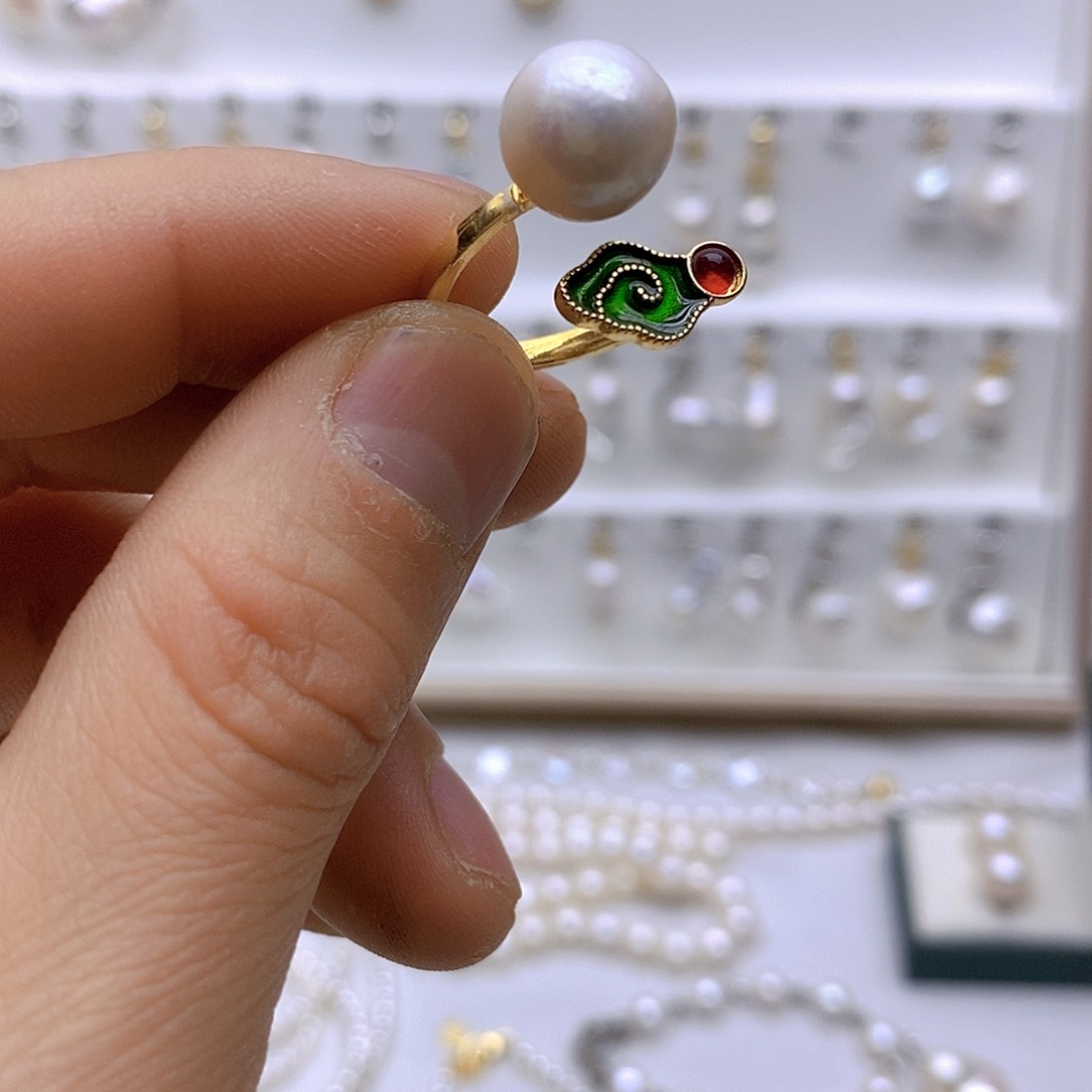 淡水珍珠戒指合金