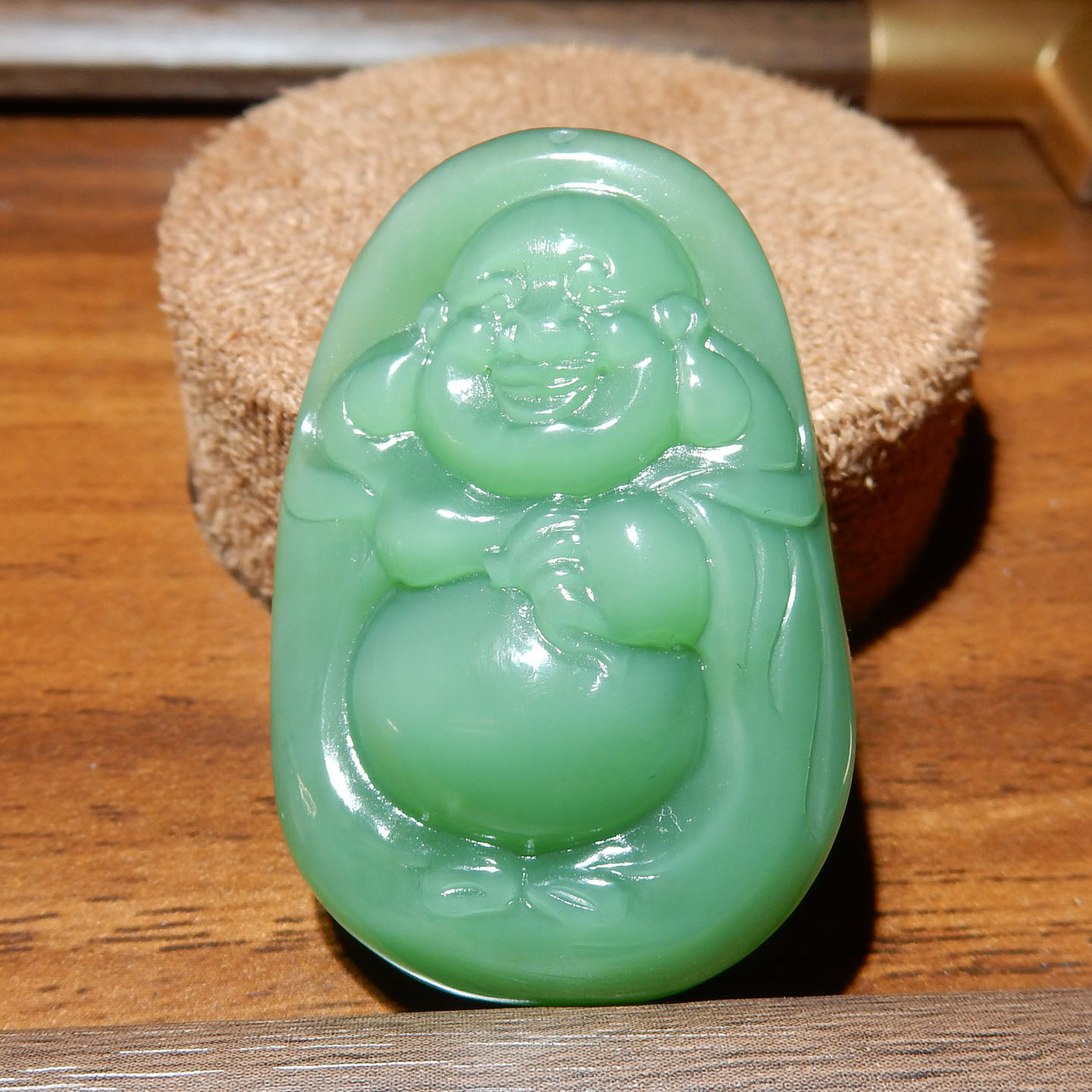 【俄料碧玉猫眼吊坠】笑佛款 鲜绿猫眼国风男女挂坠