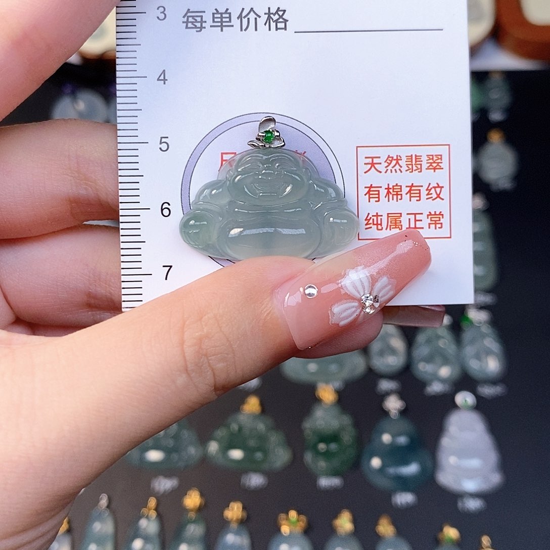 翡翠18K金镶嵌吊坠(不含链)全场缅甸A货翡翠