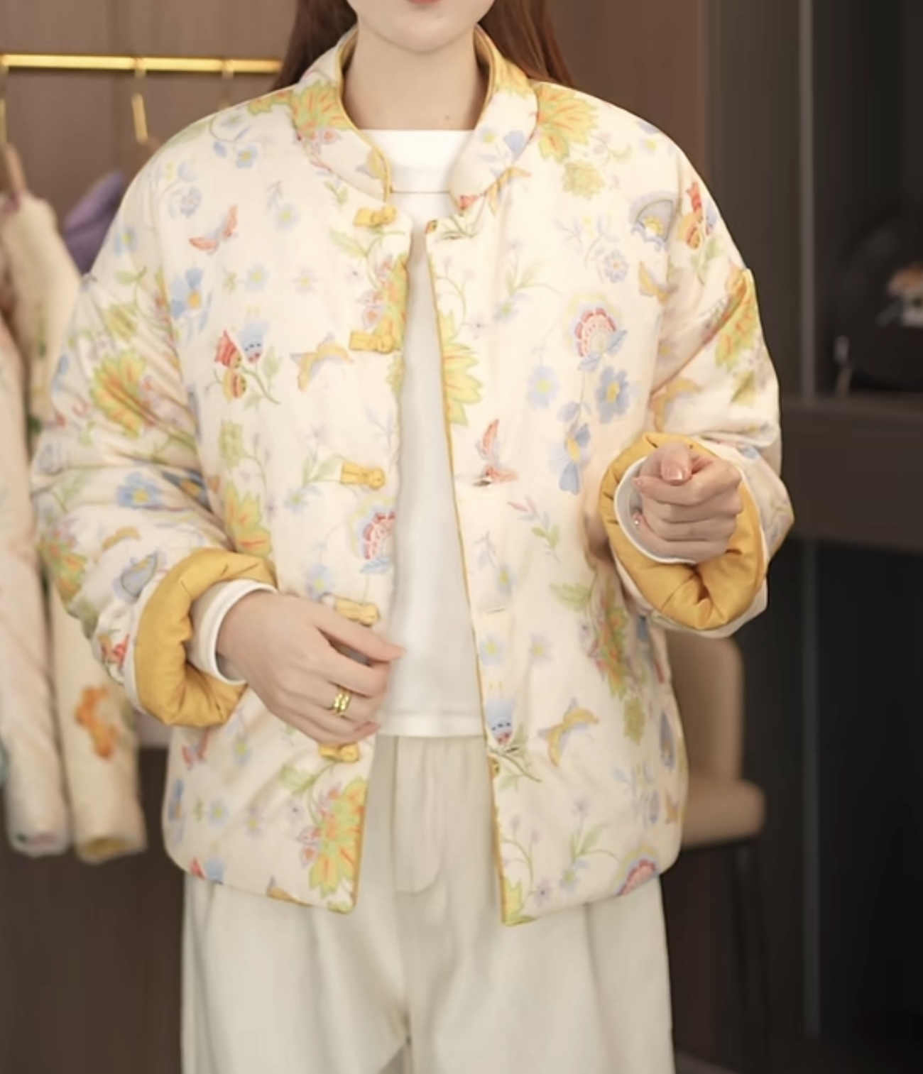 冬季新款中式复古双面穿立领棉衣加厚中国风