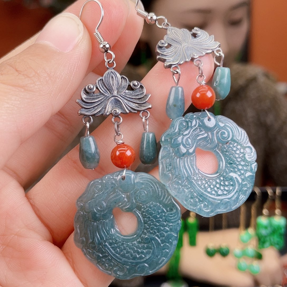 翡翠未镶嵌耳饰饰品