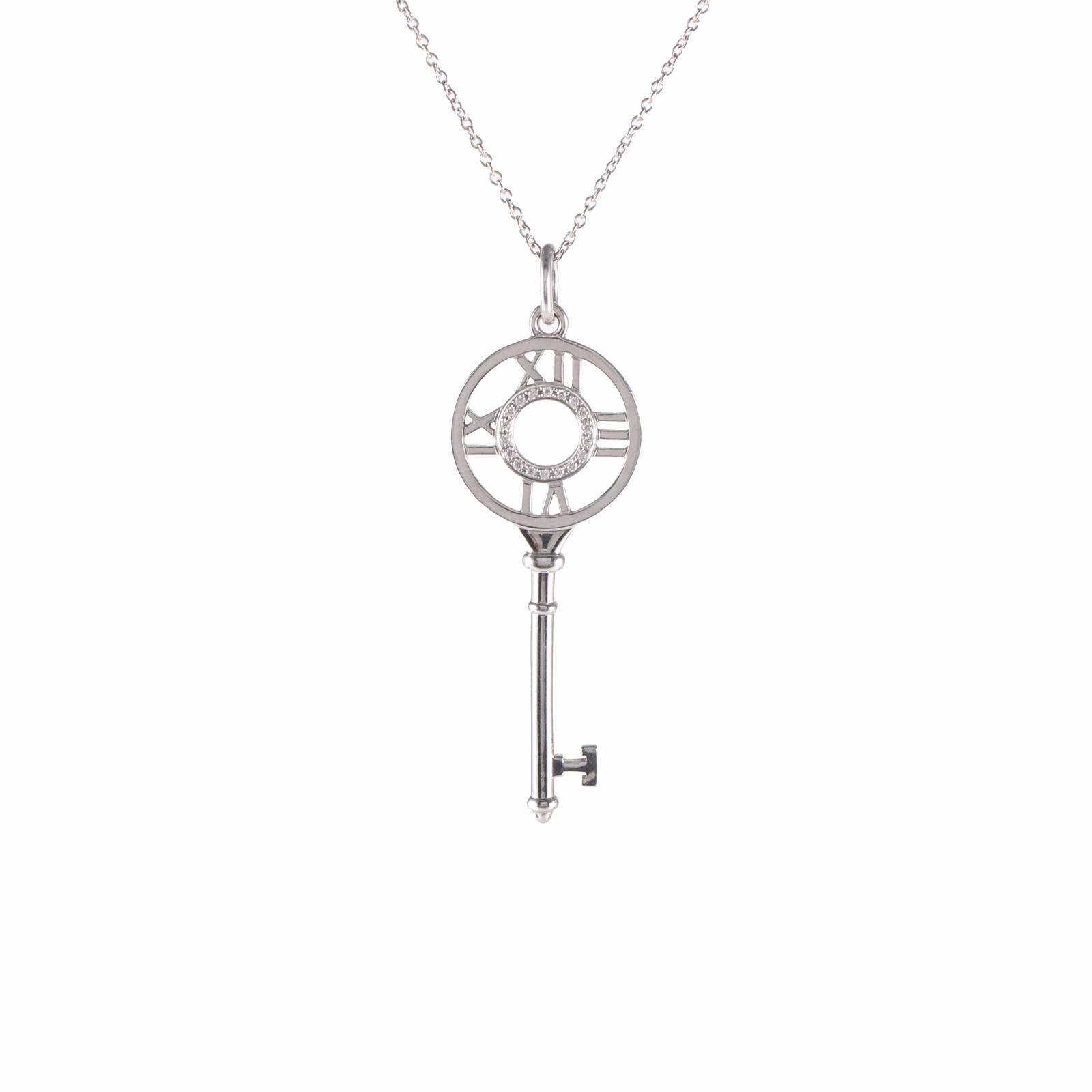 99新 Tiffany & Co./蒂芙尼 【66活动】 Atlas罗马数字半钻钥匙项链