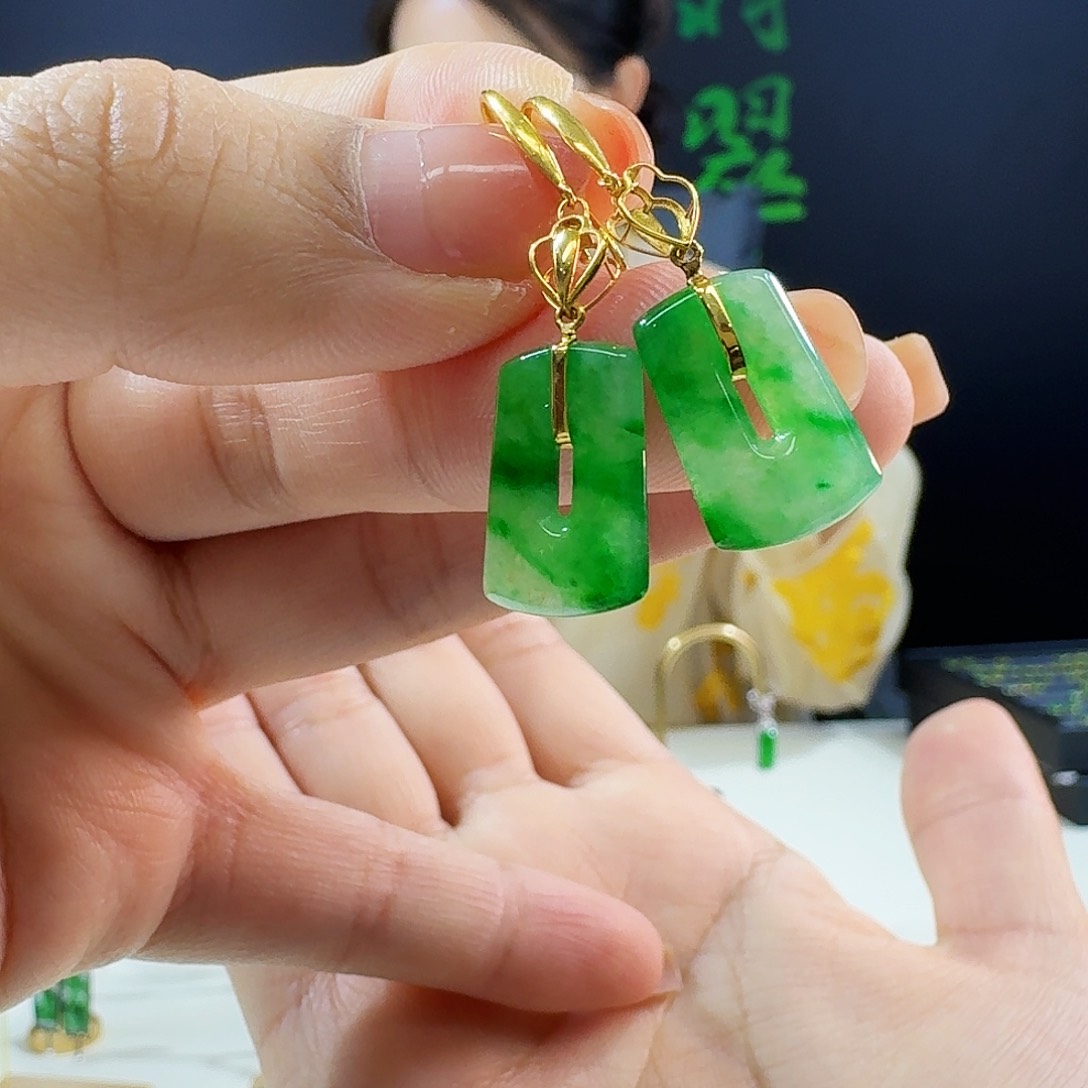 翡翠耳饰18K金镶嵌18k镶嵌