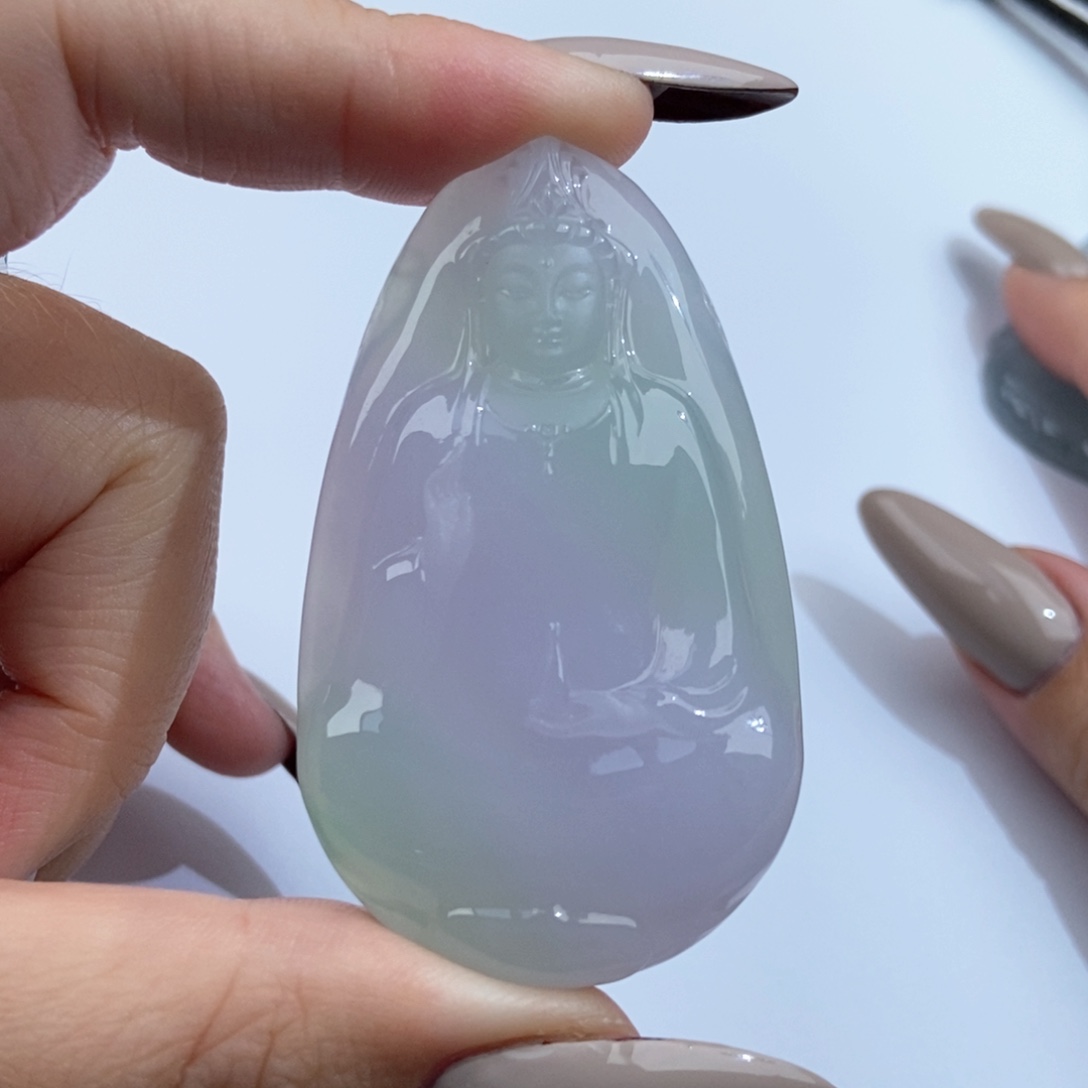 华***哥翡翠未镶嵌颈饰素衣观音