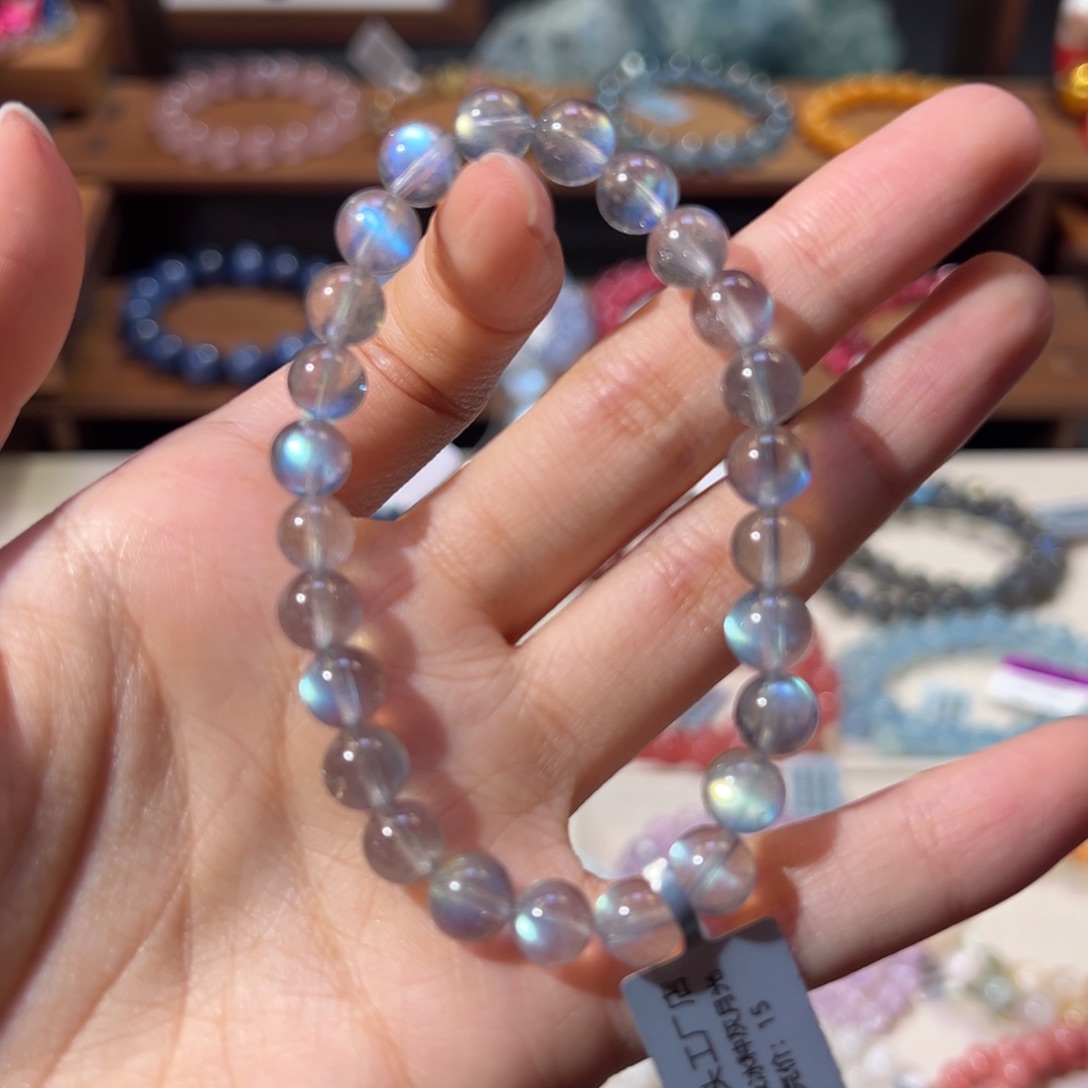 长石手串未镶嵌7.8m巅峰级灯泡灰月光