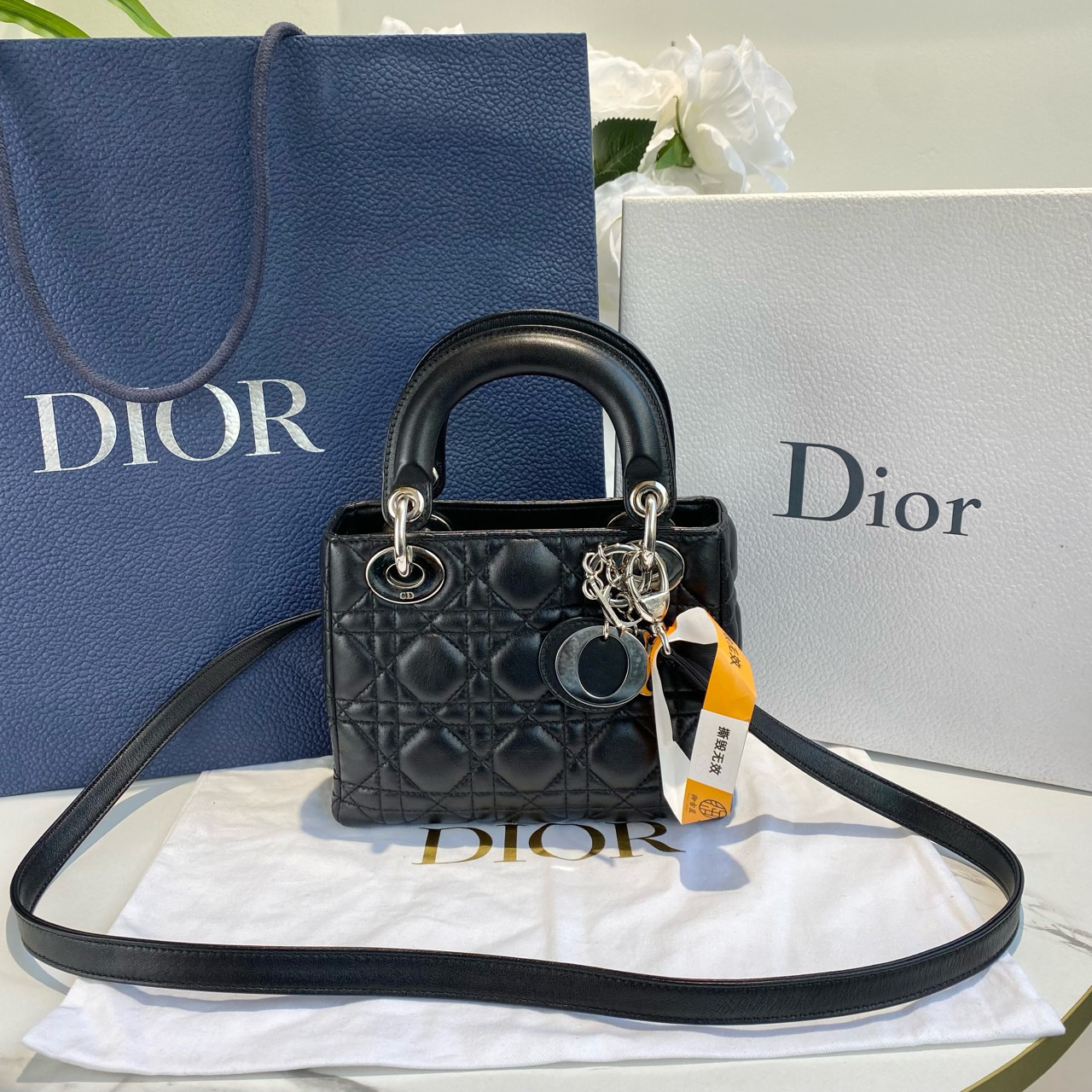 95新 DIOR/迪奥 御古屋/13895/迪奥 黑色戴妃包 12年