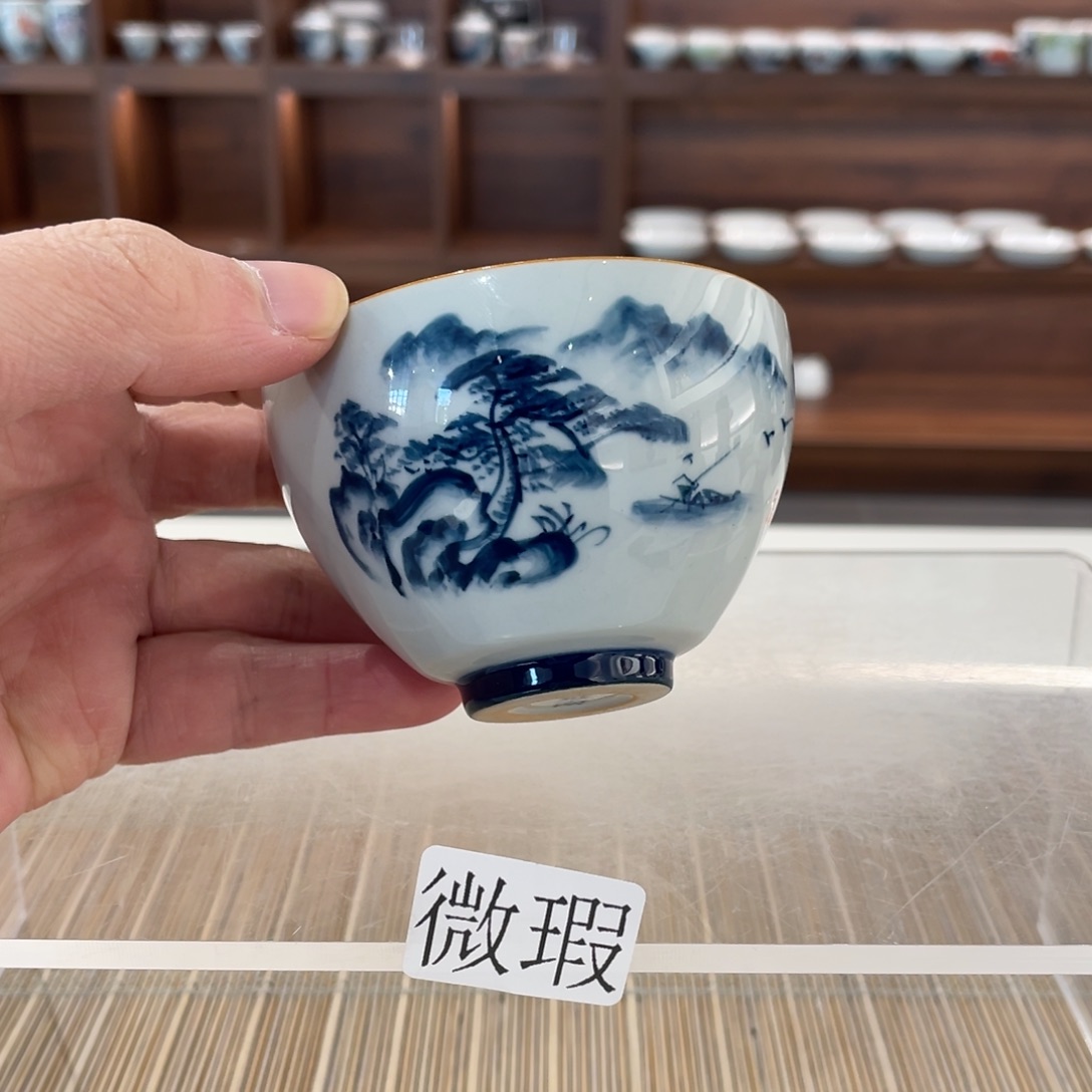 釉下手绘茶具微瑕