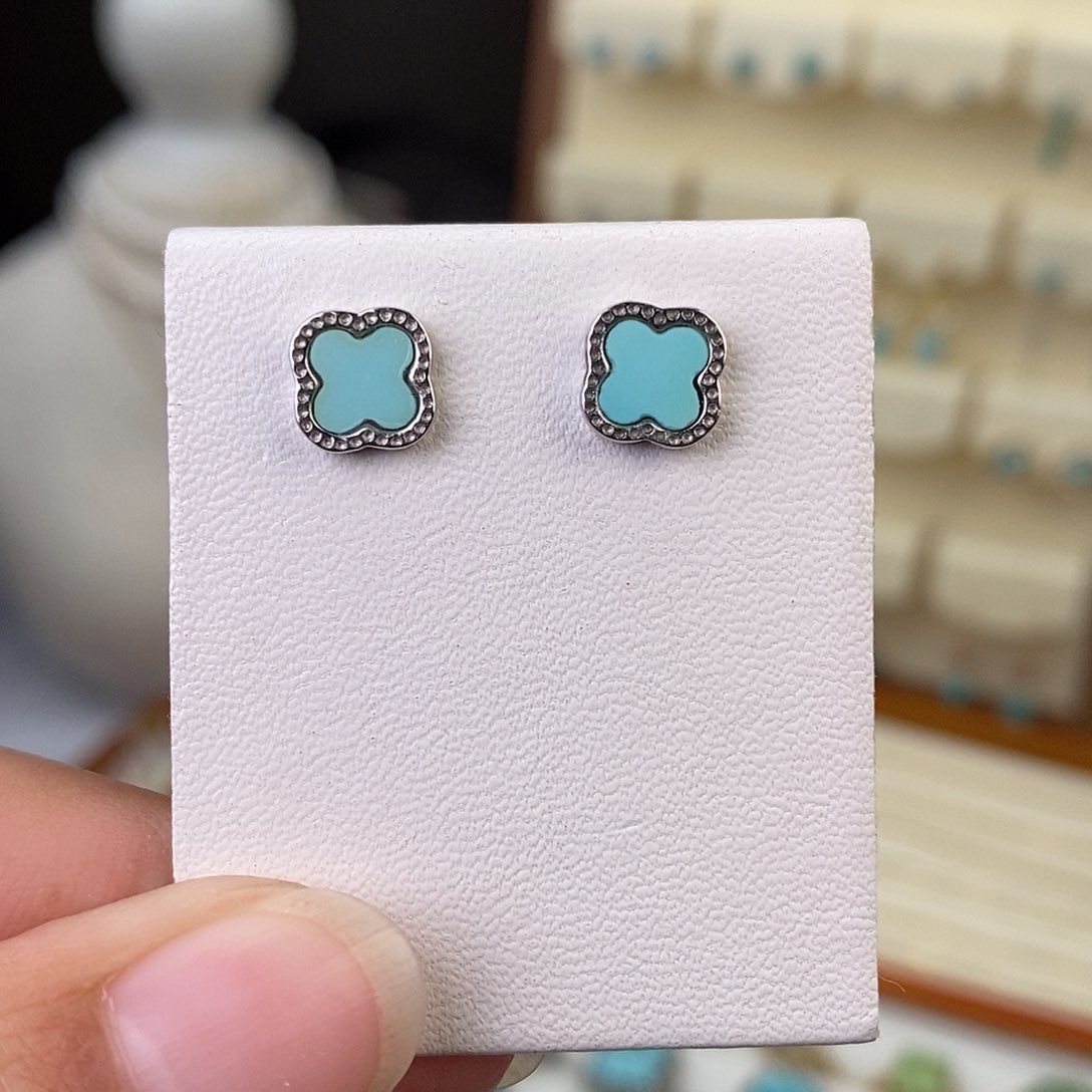 绿松石耳饰银S925镶嵌