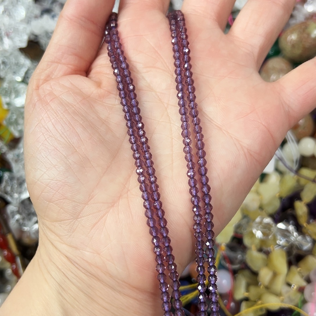 玛瑙/玉髓未镶嵌珠宝半成品，卡3紫水晶2条