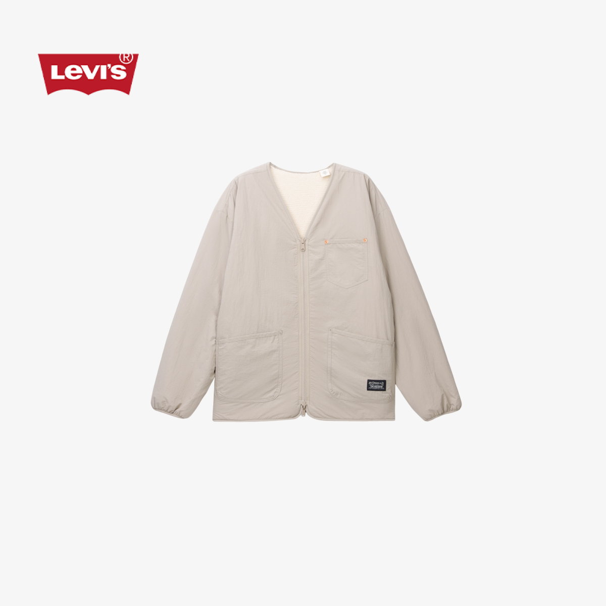 Levi's李维斯秋冬宽松圆领休闲保暖仿羊羔绒夹克外套002PX