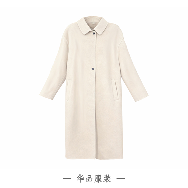 羊绒羊毛混纺长款大衣毛呢外套双面呢大衣气质休闲外套翻领