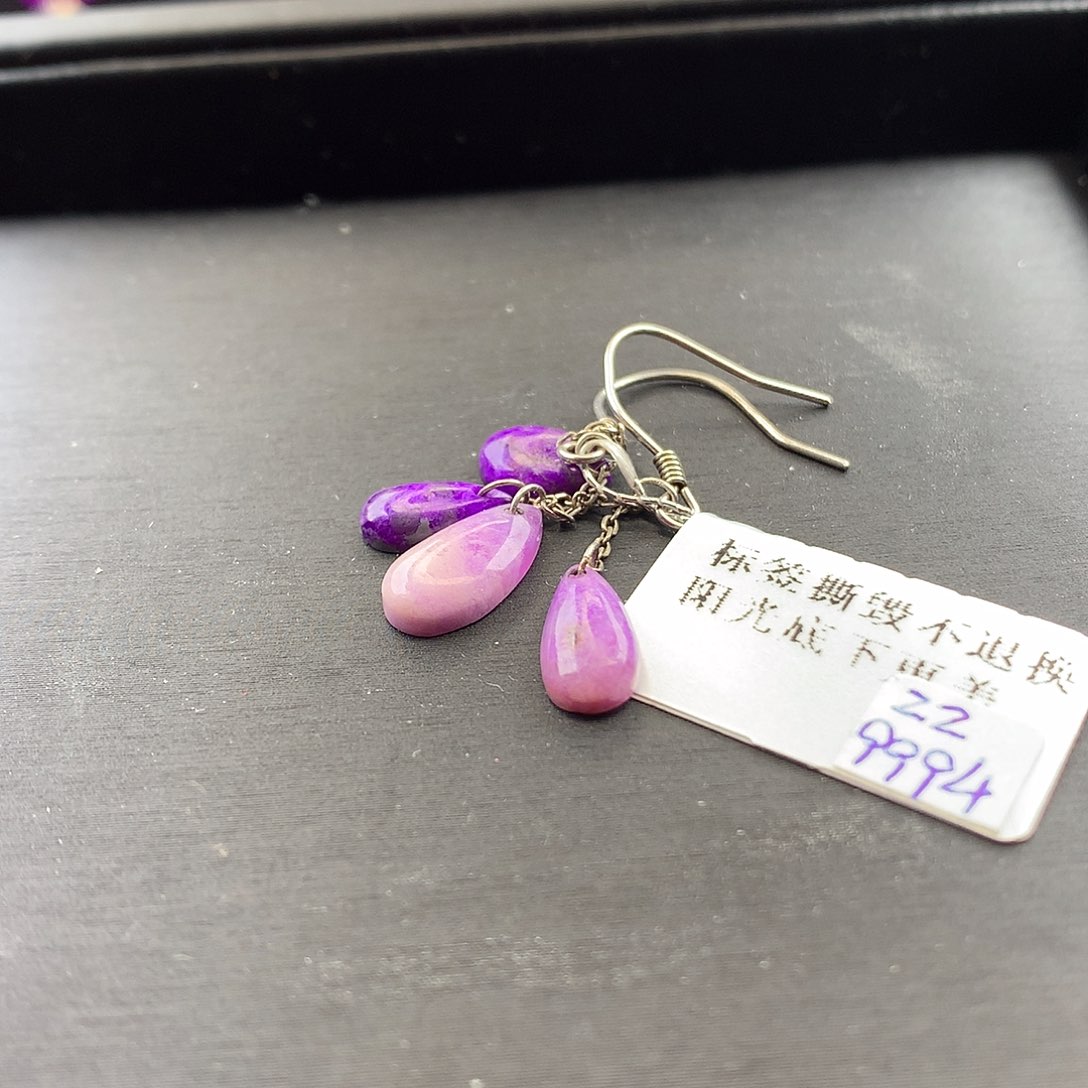 苏纪石（舒俱来）耳饰银S925镶嵌