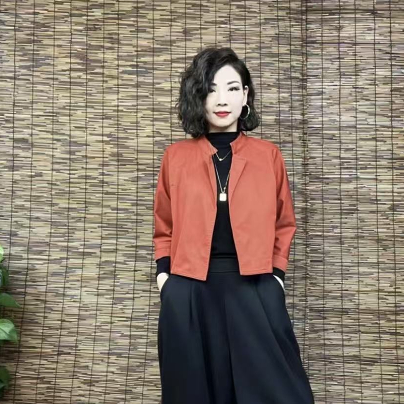 春秋季短款立领纯色短外套简约休闲上衣气质复古时尚