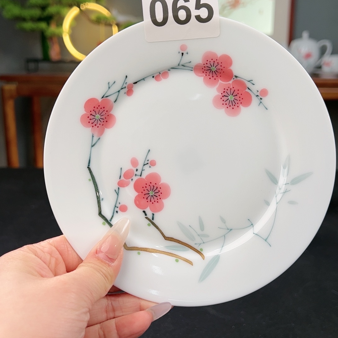 翠竹红梅6寸点心碟（沉底）