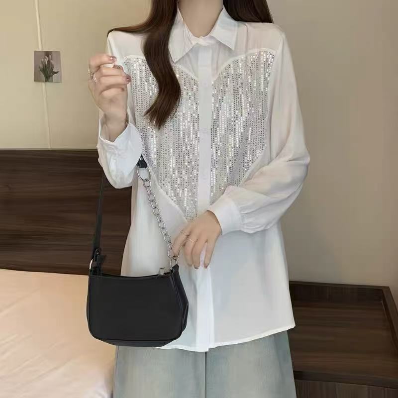 7207  Y72衬衫女秋装显瘦遮肚洋气中长款长袖上衣别致小衫