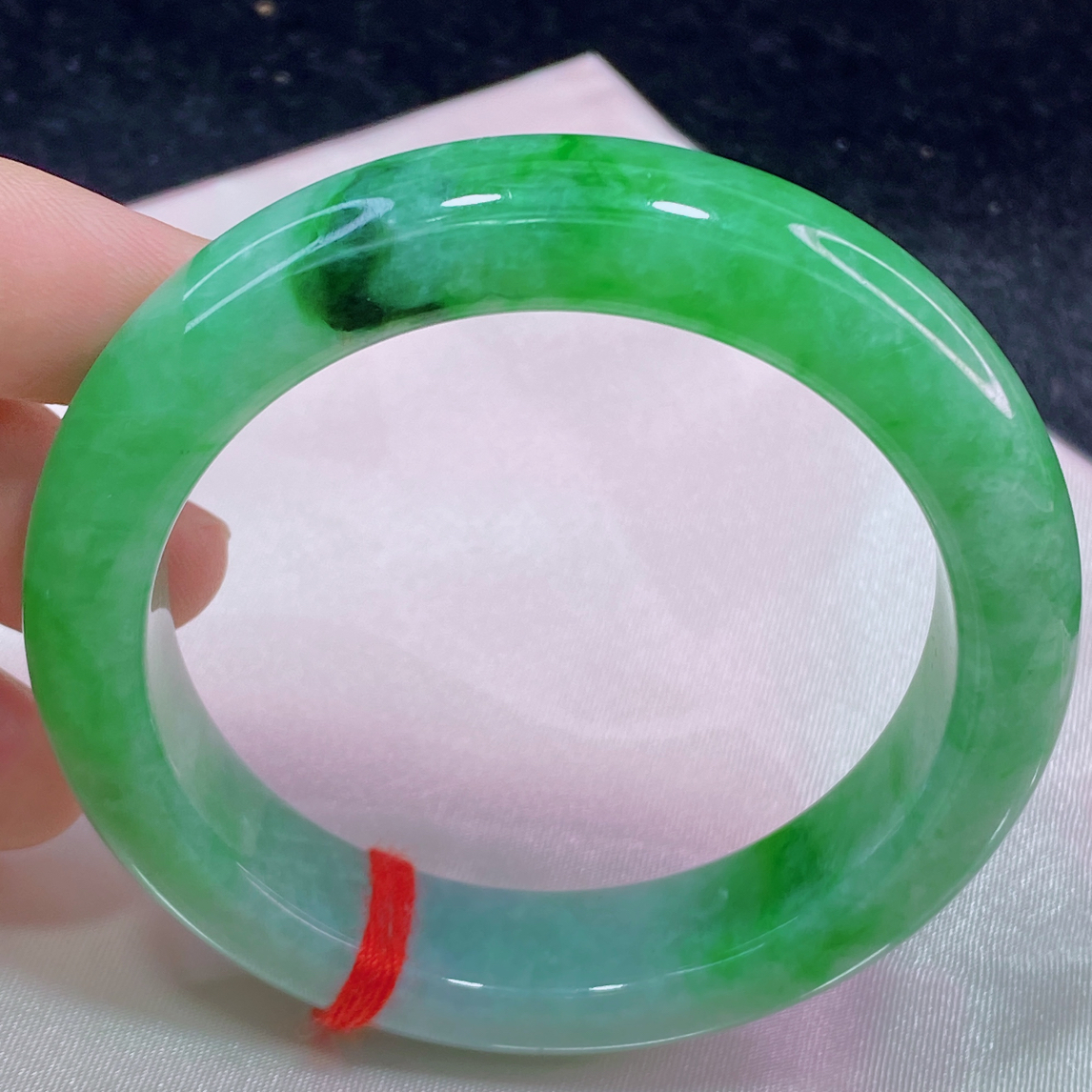 缅甸天然A货翡翠手镯冰透高端奢华大气毕业高端品质正阳绿5455圈