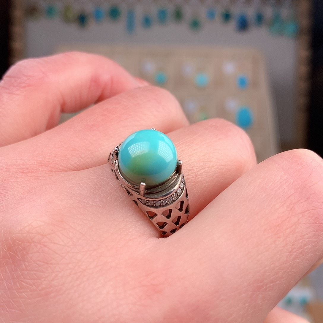 绿松石戒指银S925镶嵌