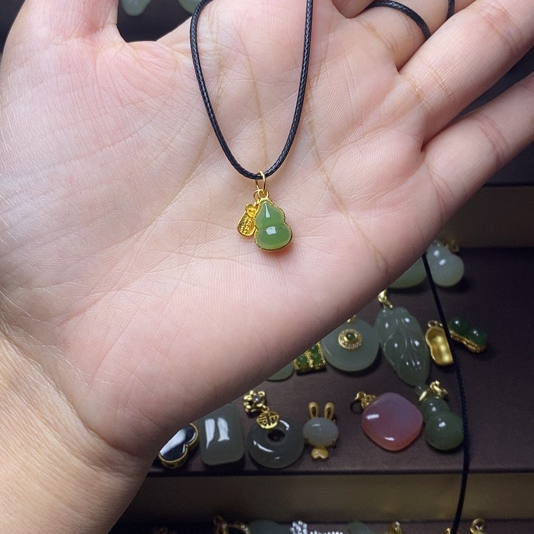 和田玉颈饰银S925镶嵌