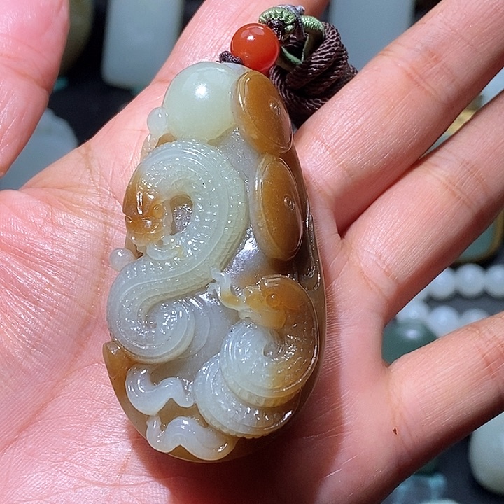 和田玉蛇挂件未镶嵌