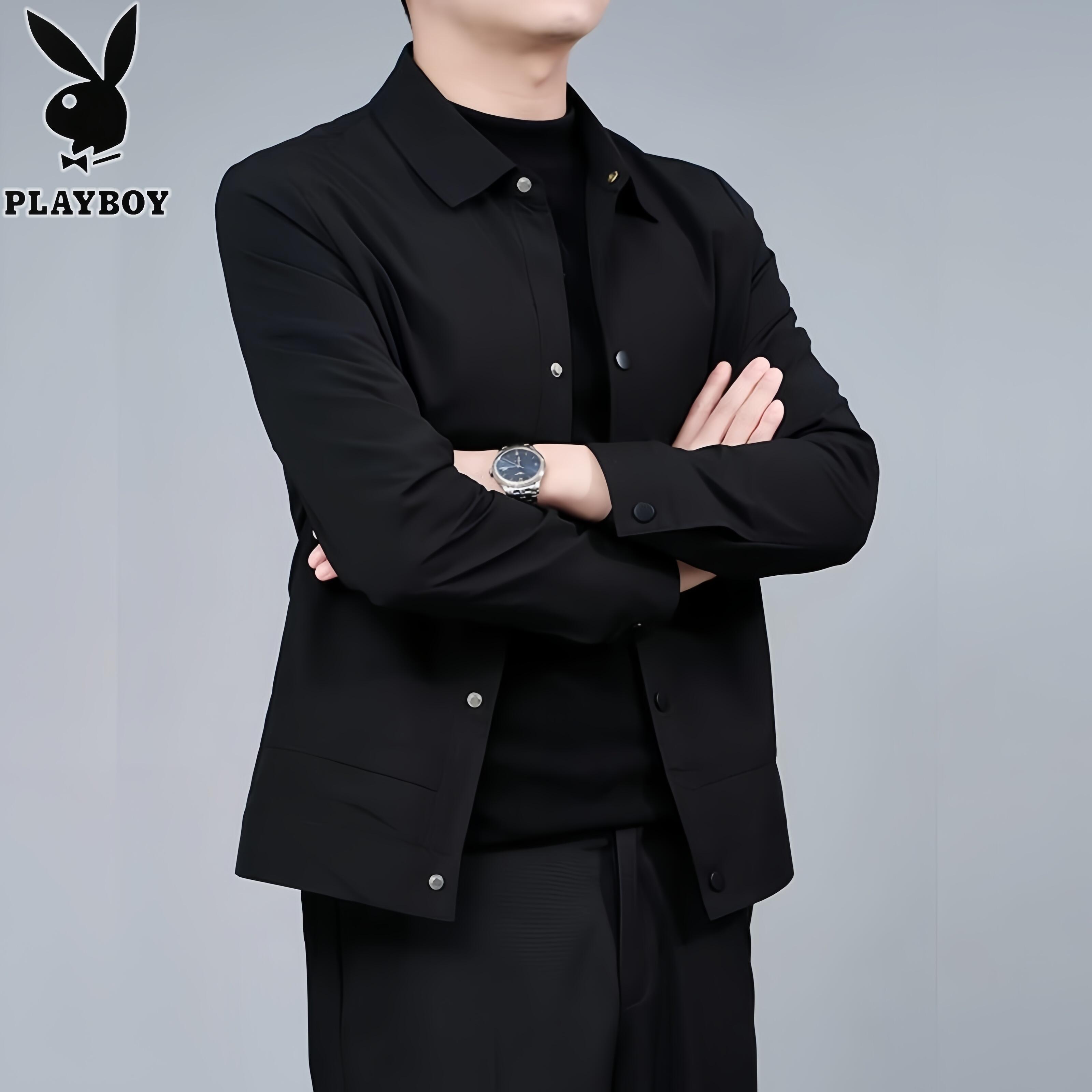PLAYBOY/花花公子春秋季外套男士新款工装休闲夹克商务翻领上衣潮