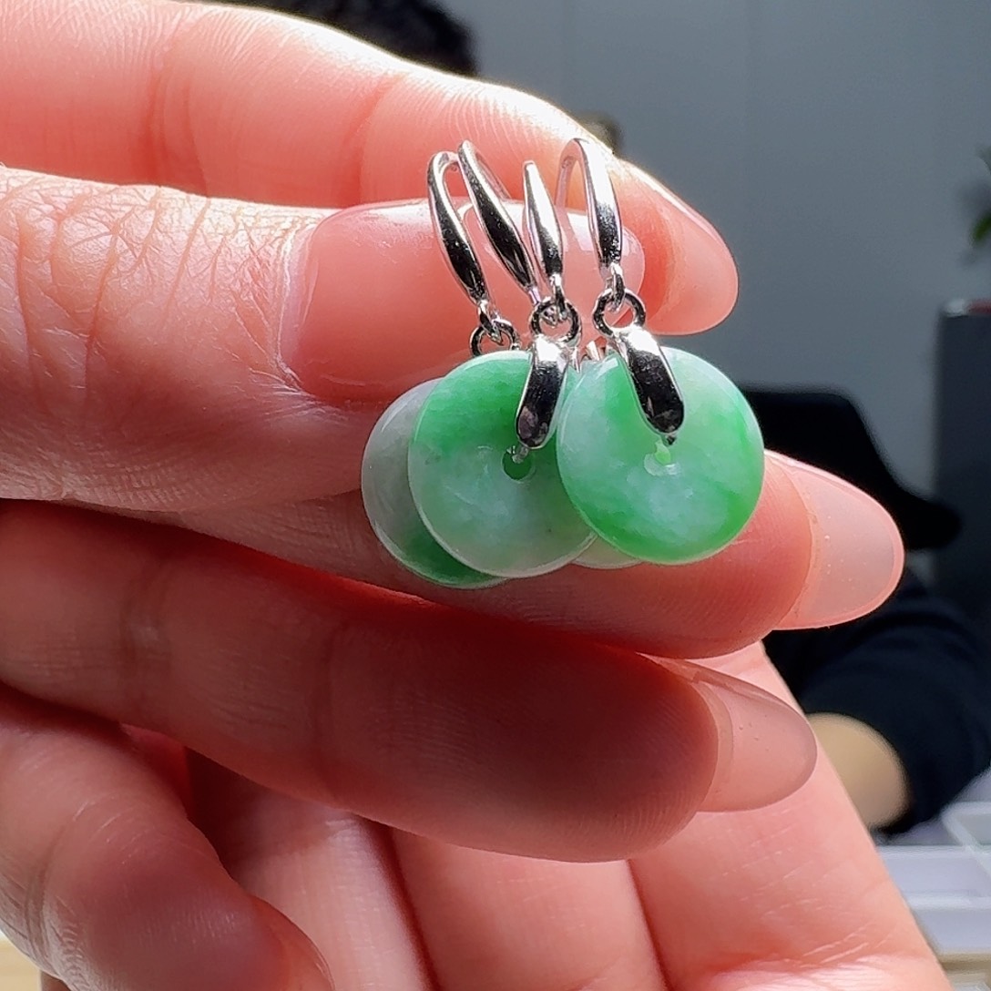 翡翠耳饰银S925镶嵌多样性发货其一