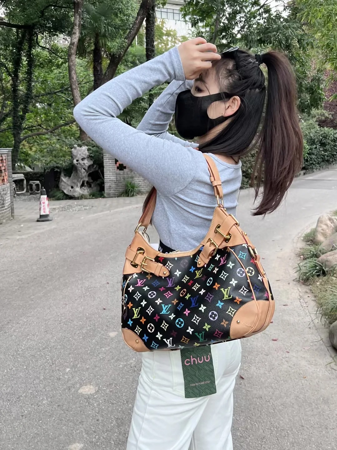 95新 LouisVuitton/路易威登 lv 南瓜包 黑三彩/98新/优选