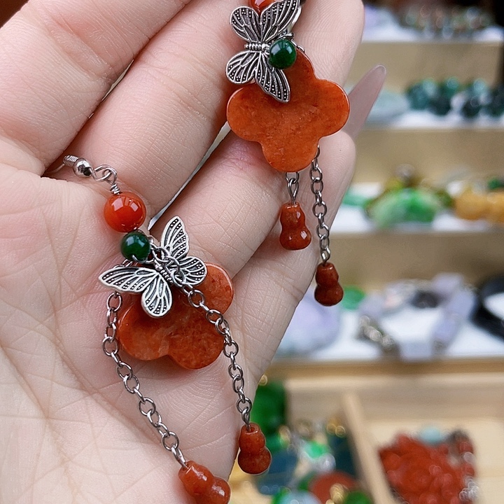 翡翠银S925镶嵌手链耳坠