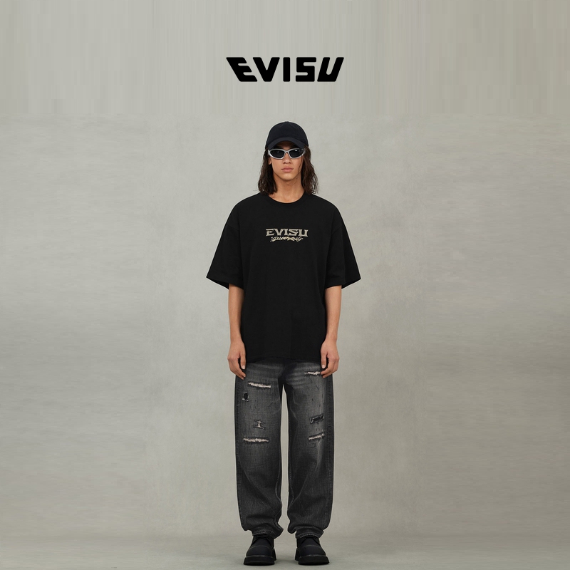 EVISU福神 2025秋新品男士洗水破洞牛仔裤2EAHTM5JE104930DN