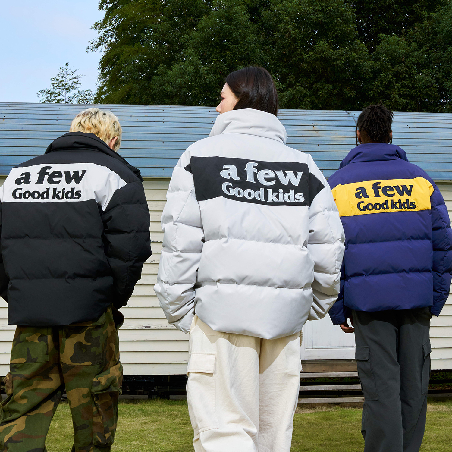 AFGK24FW撞色立领羽绒服刺绣男女潮牌冬季加厚情侣基础外套