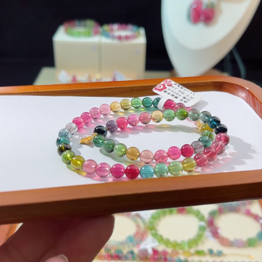 碧玺手串18K金镶嵌手串