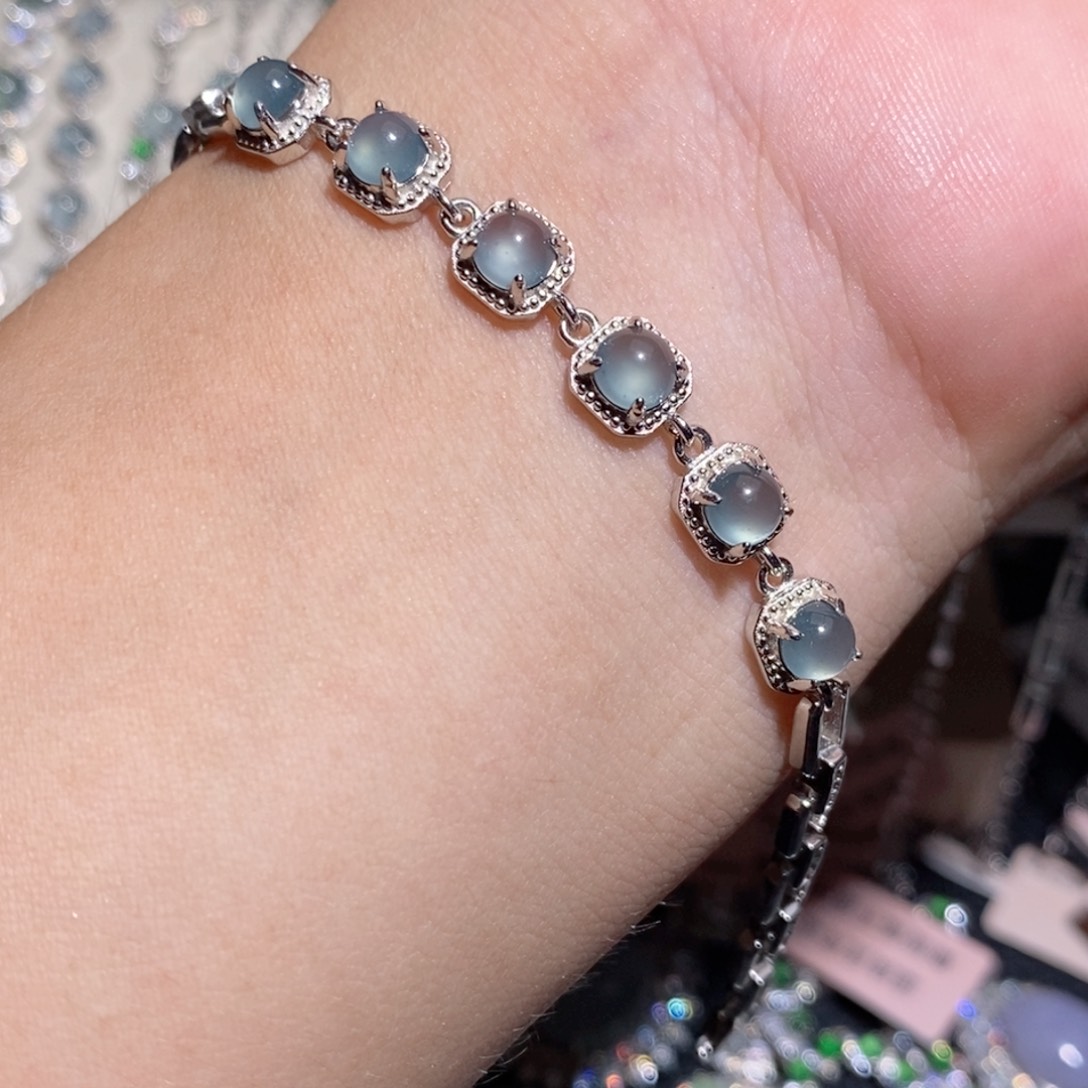 银S925镶嵌手链翡翠j ji o o