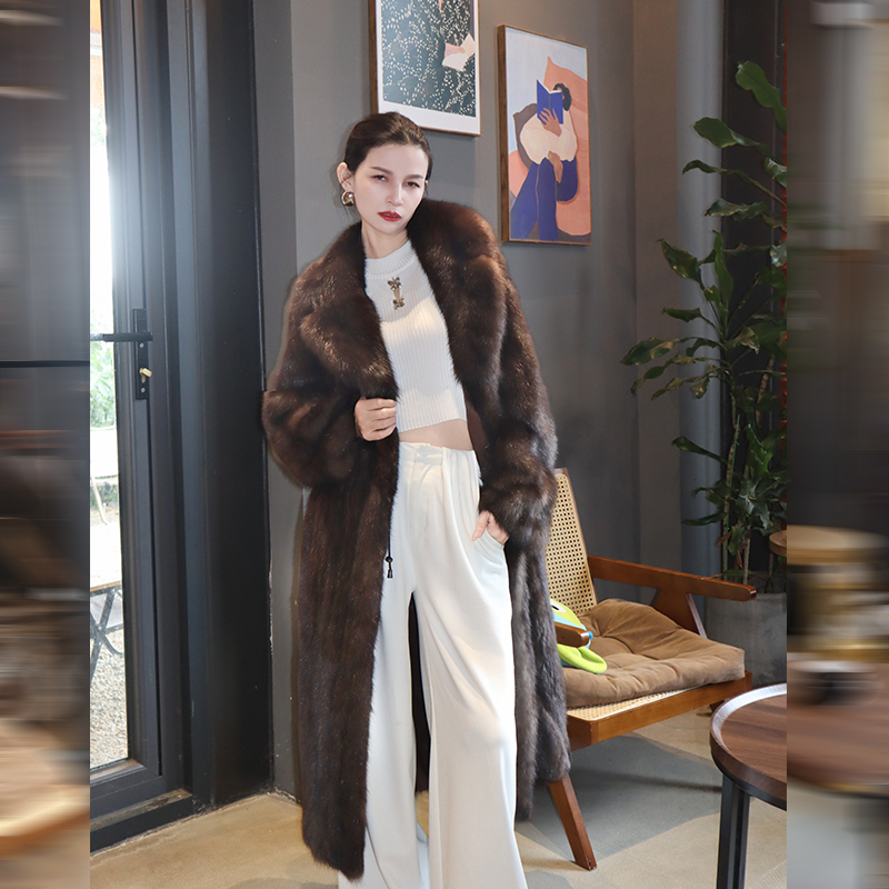 【高奢系列】进口俄罗斯皮草外套西装领川刀长款农夫裘皮大衣