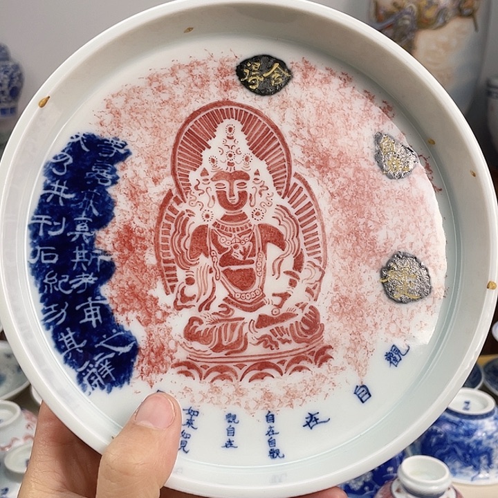 景德镇陶瓷手绘青花壶承