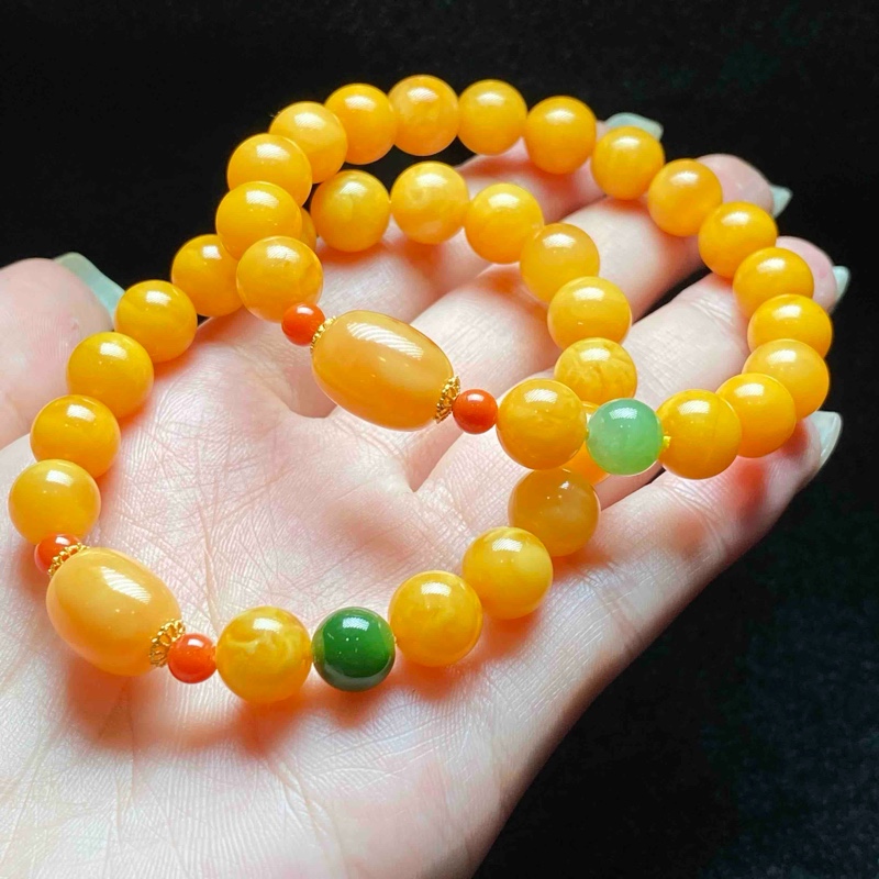 【小魏总珠宝】S925蜜蜡红花蜡手串（9mm+）【多样性发一】