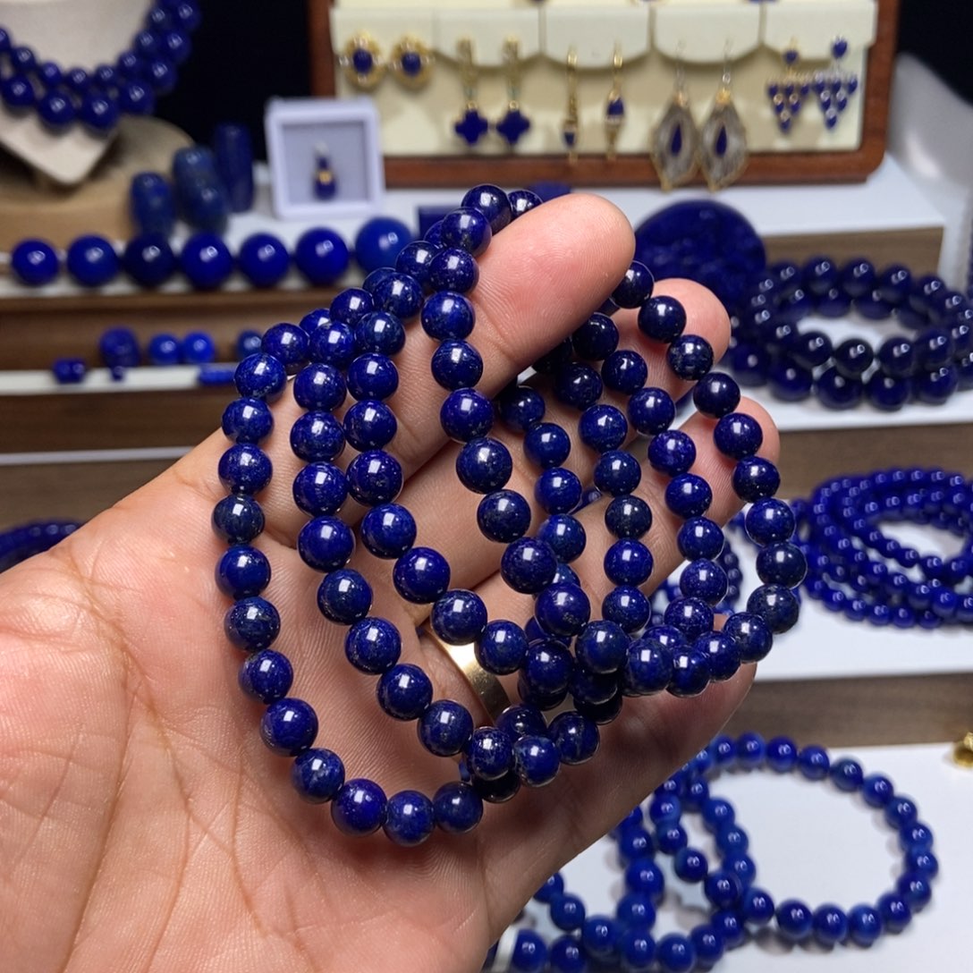 青金石未镶嵌福利 老矿 黑加仑 手串#多样性发一#7+