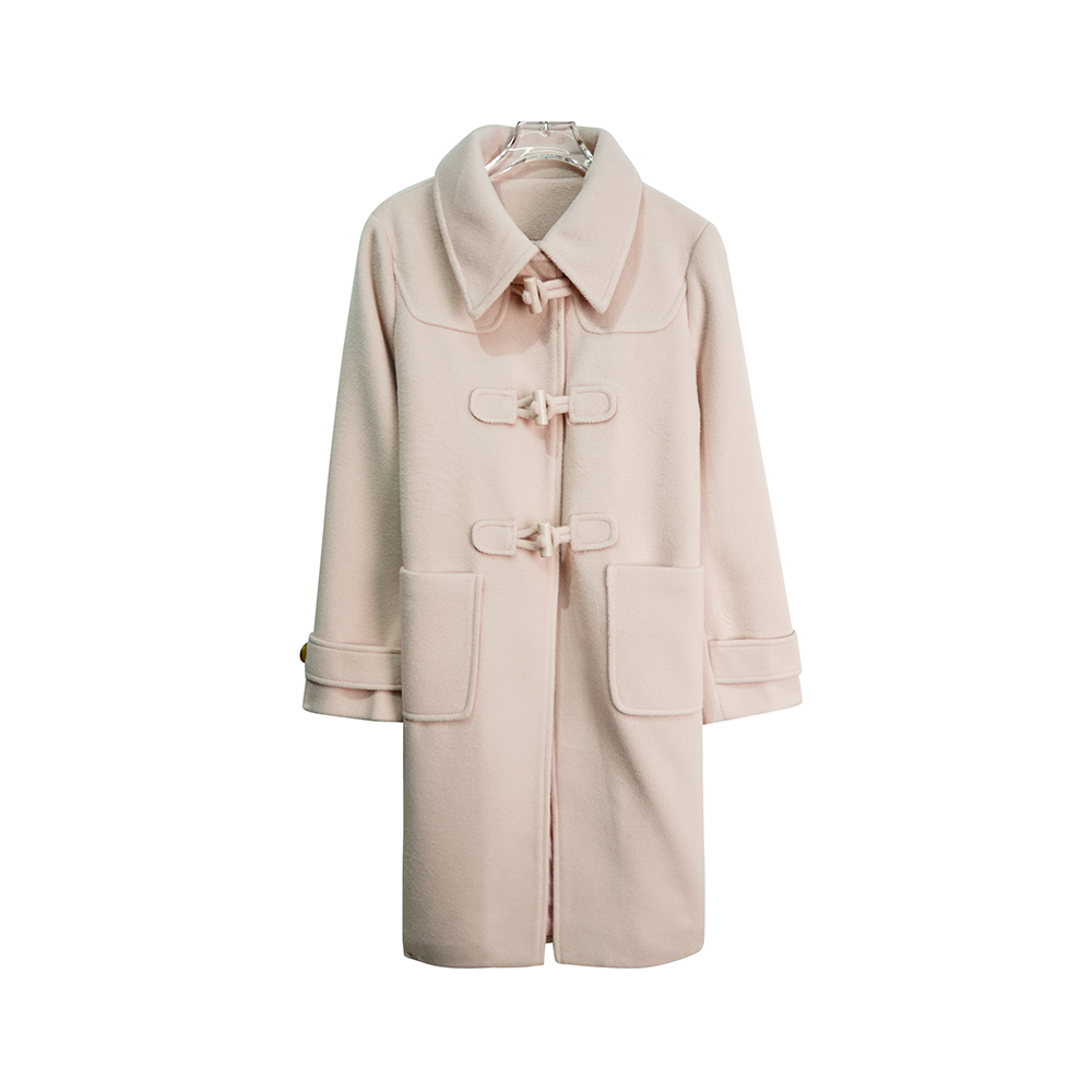 X24751【新中式拜年服】洋气减龄牛角扣直筒大衣中长款气质外套3D