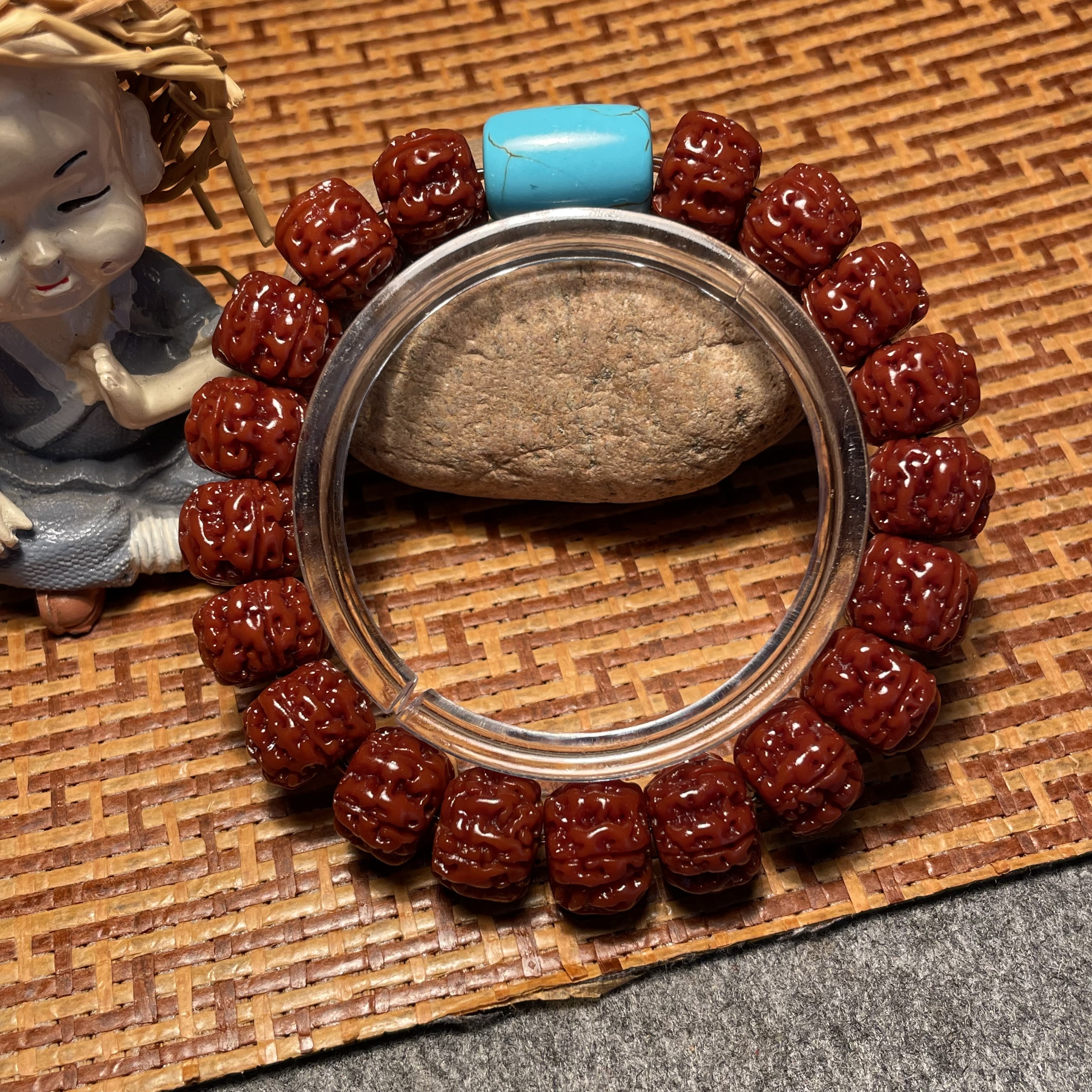 金刚菩提19颗手串文玩好物藏式直切一代盘龙菩提机刷成品13mm±