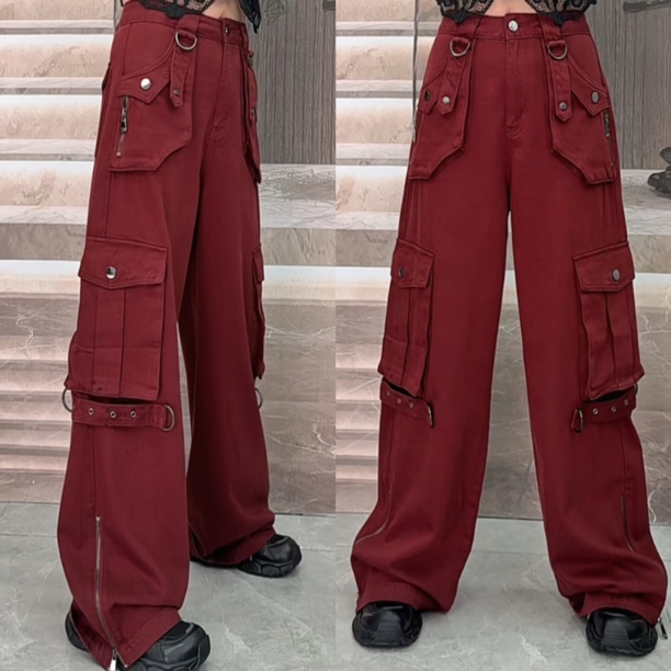 阿珍服饰店 新款时尚百搭工装牛仔裤#0056