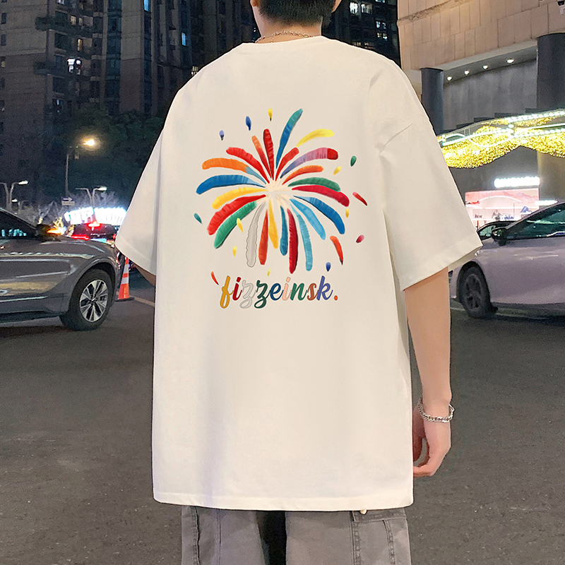 美式高街短袖t恤男款夏季2025新款宽松潮牌纯棉重磅青少年上衣服